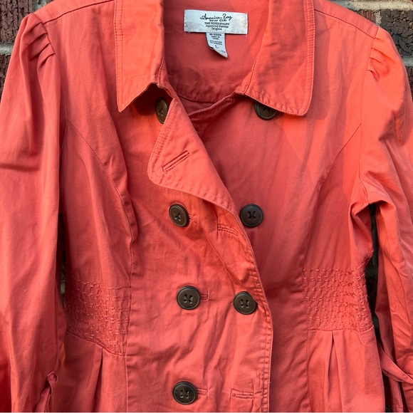American Rag Coral Pink Button Trench Coat Jacket - Picture 2 of 5